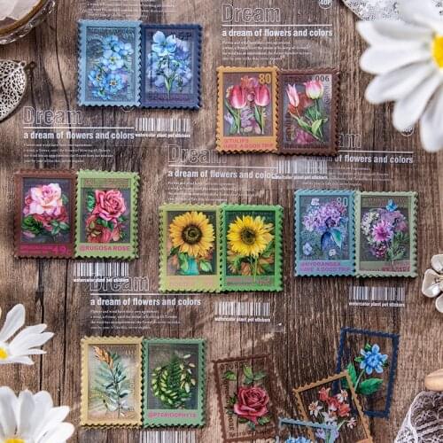 40 pcs Transparent Flower Stamp Collection PET Sticker Package DIY Diary Journal Decoration Label Sticker Album Scrapbooking