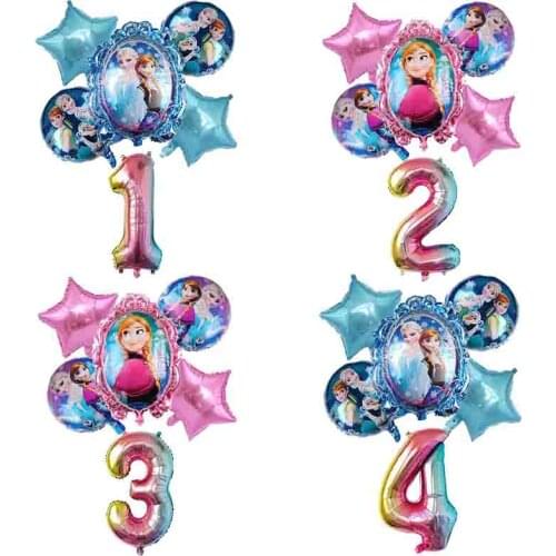 6pcs Elsa Princess Frozen Balloons 32inch Number Baby Shower Girl Foil Globos Child Birthday Party Decorations Kids Toys Globos