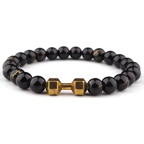 8mm Dumbbell Punk multicolor Agate Chakra Healing Reiki Buddha Yoga Bracelet elastic adjustable Volcanic Stone Bangles rtf24