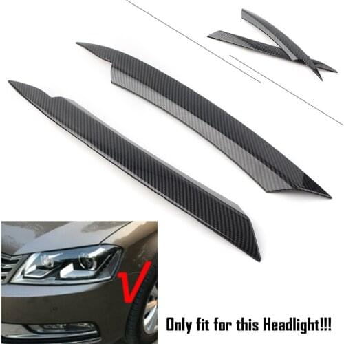 Car Headlight Eyebrows Lamp Cover Eyelid Cover Trim w/ Sticker For VW Passat B7 2010 2011 2012 2013 2014 Carbon fiber Styling