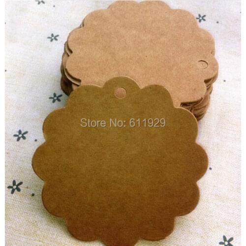 Free shipping 400 pcs a lot 6x6cm DIY blank flower kraft paper tags/wedding round decorated card/cake price tags/message card