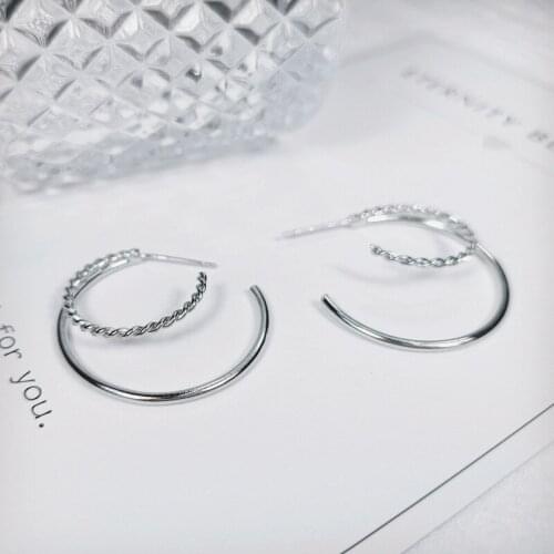 C-shaped Stud Earrings Twist For Women Double-layer Fashion Vintage Korean Original Design Lady Party Jewelry Wholesale BOYULIGE