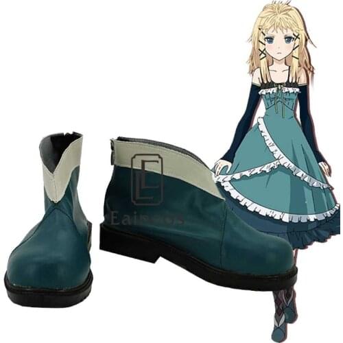Anime Black Bullet Tina Sprout Green Boots Cosplay Party Shoes Custom-made
