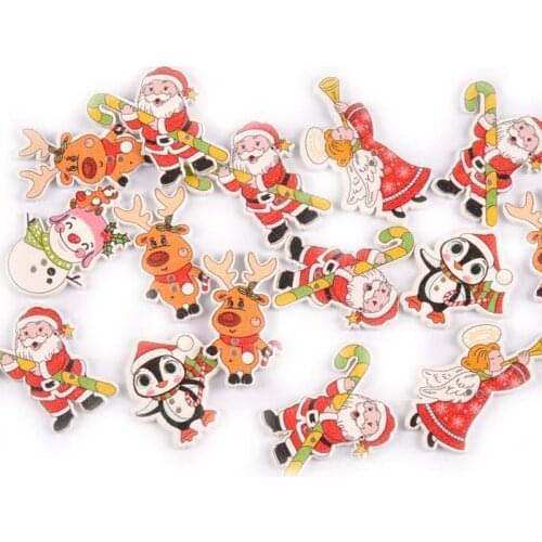 Random Mixed Pattern Wooden Buttons For Crafts And Scrapbookings Handmade Christmas Decorations DIY Sewing Clothing 50pcs M1593