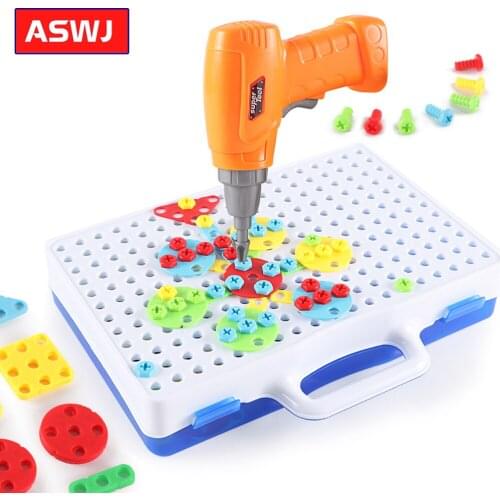 Children Toys Electric Drill Nut Disassembly Match Tool Educational Toys Assembled Blocks Sets Toys For Boys Design Building Toy
