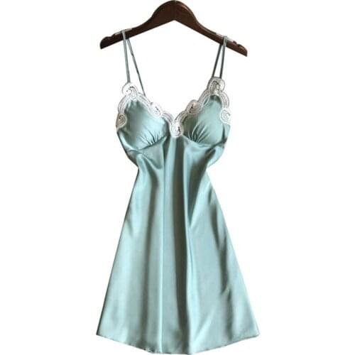 Home wear bath robe sling nightdress female summer sexy embroidery short skirt with chest pad thin kimono nightgown new 2020