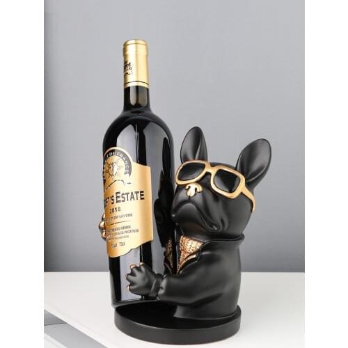 European Resin Glasses Dog Sculpture Wine Cabinet Display Cute Animal Rack Wine Rack Desktop Crafts Home Decoration Furnishings
