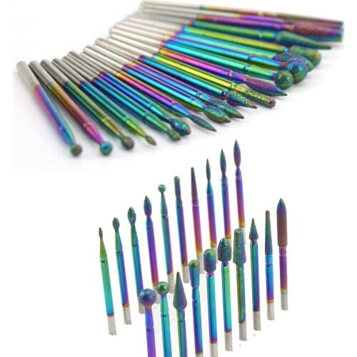 1pc Rainbow Diamond Nail Drill Bit Milling Cutter Electric Manicure Nail Drills Bits Cuticle Clean Burr Nail Tools Accessories