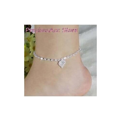 Crystal Love Heart Anklet Ankle Bracelet New Foot Chain Jewelry Women Pulseras as Mujer 1.5*1.5cm Bohemia Round