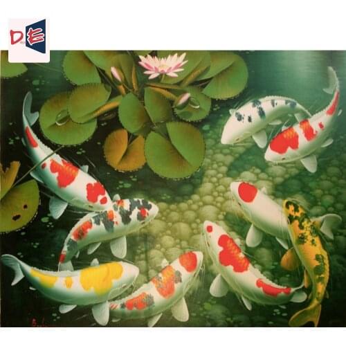 Fish paintings wall art Painting By Number carps Kits Acrylic Coloring Drawing Handpainted DIY Gift Home Decoration Art