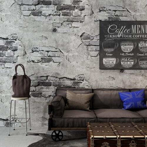 Brick Pattern Wallpaper Retro Nostalgic Gray Cement Brick Wall Industrial Wind Cafe Restaurant Background Decor Vinyl Wall Paper