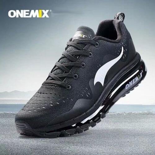 ONEMIX Mens Air Cushion Running Shoes Breathable Mesh Outdoor Man Damping Sports Shoes Walking Jogging Wear-resistant Sneakers