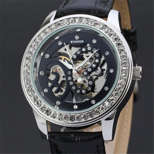 Hot Selling Manual Mechanical Ladies Watch Butterfly Dial Holiday Gift Ladies Mechanical Watch Leather Watch