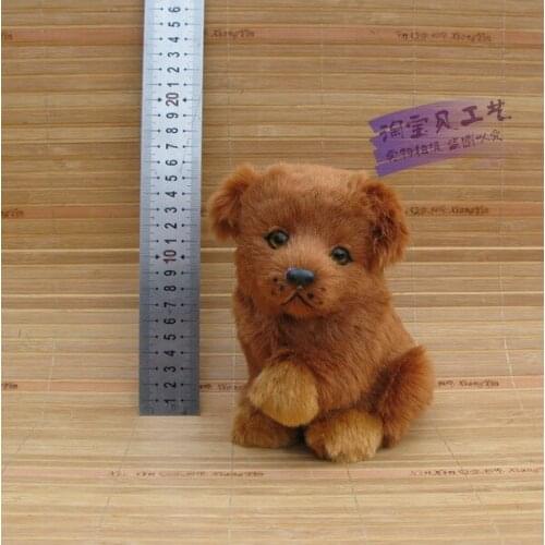 Small cute simulation yellow dog model toy resin&fur sitting dog model gift about 12x12x16cm 1133