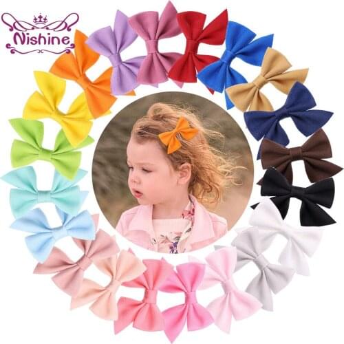 Nishine Baby Girls Solid Color Bowknot Duckbill Clip Cute Princess Bangs Hairpins Kids Hair Accessories Clothing Decoration