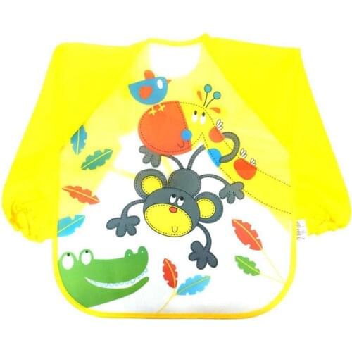 Cartoon Cute Waterproof Smocks Baby Bib Toddler Kids Boys Girls Cartoon Long Sleeve Waterproof Feeding Eat Toddler