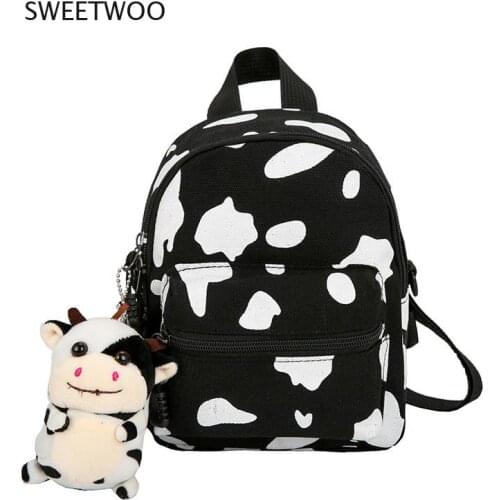 Mini Backpack Women 2021 Cute Cow Shoulder Bag For Teenage Girls Kids Multi-Function Small Bagpack Female Ladies School Backpack
