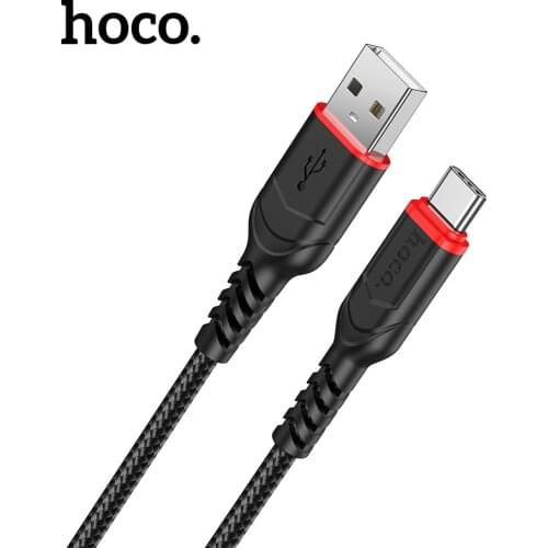 Hoco 3A Nylon Fast Charging Phone Cable For Xiaomi Note 10 Pro Micro Type C Phone Wire Code For Samsung A51 S20 S21 Data Cable