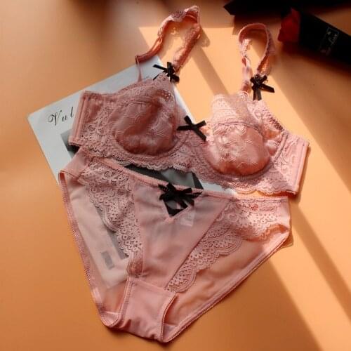 New Womens Underwear And Panties Ultra-Thin Sexy Lace Lingerie Large Size Push Up Bra Set