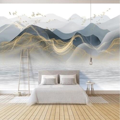 Custom Mural Wallpaper Modern Light Luxury Abstract Ink Landscape Painting Living Room TV Sofa Background Wall Papel De Parede