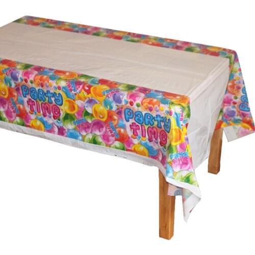 Disposable Plastic Table Cloth Table Cover Party Time Tablecloth Waterproof For Kids Birthday Party Decoration And Match Napkin