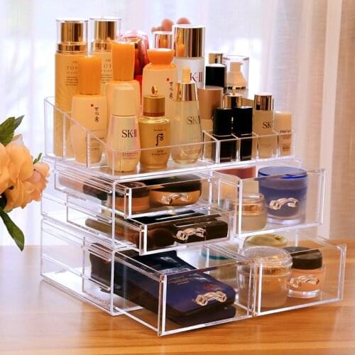 Makeup Organizer Cosmetic Storage Box Drawer Organizador Maquillaje Transparent Plastic Box Lipstick Jewelry Display Stand