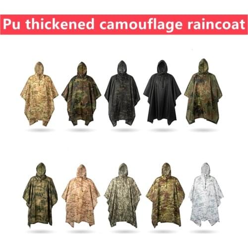 Outdoor Military Breathable Camouflage Poncho Jungle Tactical Raincoat Birdwatching Hiking Hunting Ghillie Suit Travel Rain Gear