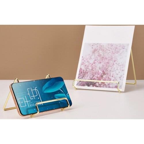 Display Stand Nordic Wrought Iron Mobile Phone Tablet Desktop Reading Organizer Storage Rack Decorative Desk Accessories