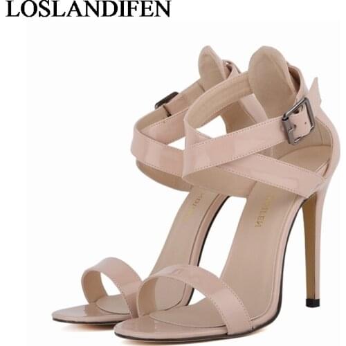 Size 35-42 Women Sandals 2020 Summer Sandals Ankle Strapy Open Toe Lady High Heels Gladiator Sandals Rome Shoes NLK-A0034