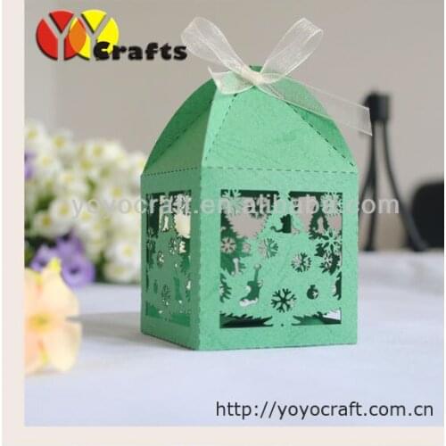 50pcs free shipping laser cut Christmas tree paper indian wedding gift box