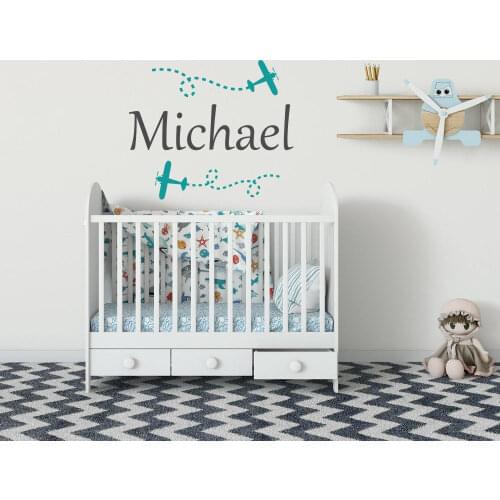 Airplane Customized Kids Name Wall Decal Nursery Decoration Airplane Vinyl Wall Sticker Boys Room Wall Art Mural Decor AY095