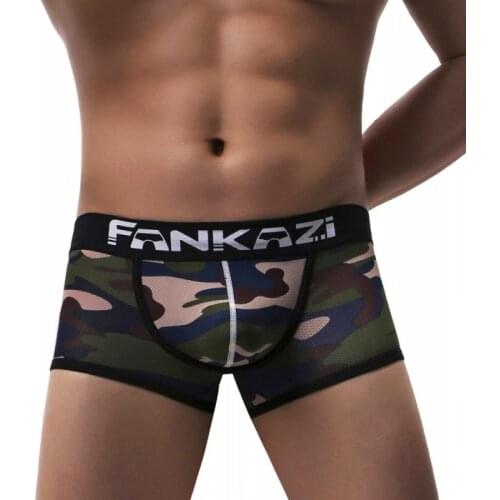 Sexy Underwear Men Boxers Shorts Camouflage Panties Breathable Low Waist U Convex Pouch Underpants Cueca calzoncillo S-XL