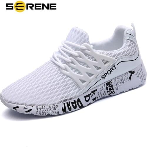 SERENE Brand 2018 Fashion Shoes Men Fabric Air Mesh Casual Tenis Sneakers High Top Trend Summer Breathable Black White Mens Shoe