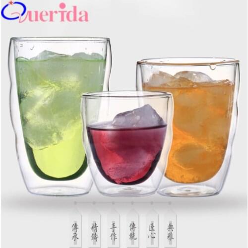 4Pcs/lot Double Wall Handmade Glass Cups Simple Thermo Espresso Morning Mugs Coffee Milk Juice Novelty Cup Free Shipping
