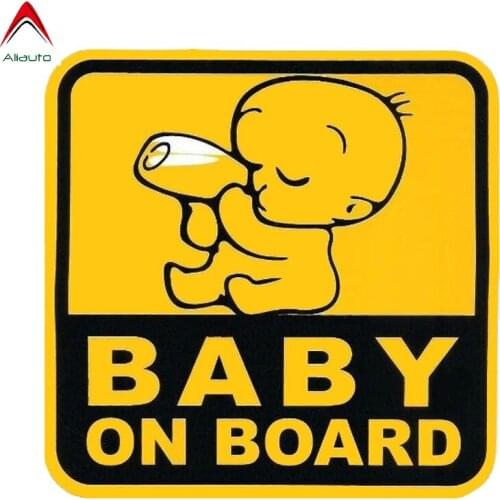 Aliauto Reflective Car Sticker Drink Milk Baby on Board Accessories Warning Mark Decal PVC for Renault Opel Seat Kia,12cm*12cm