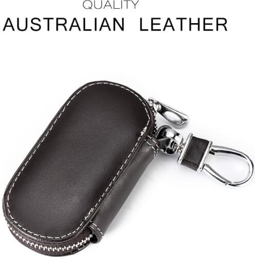 Universal Zipper Genuine Leather Key Case For Audi BMW Kia Ford Toyota Hyundai Starline Keychain Cover