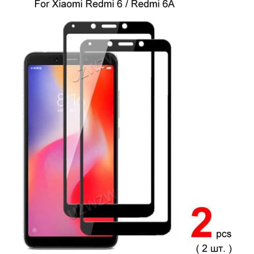 2pcs Full Cover Tempered Glass For Xiaomi Redmi 6A / Redmi 6 Screen Protector Protective Glass For Xiaomi Redmi 6A 6