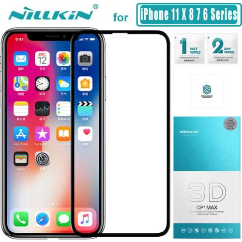 For iPhone 11 11 Pro 11 Pro Max XR XS Max X 8 7 Plus Glass Nillkin 3D CP+ Max Full Cover Tempered Glass for iPhone 11 XR Glass