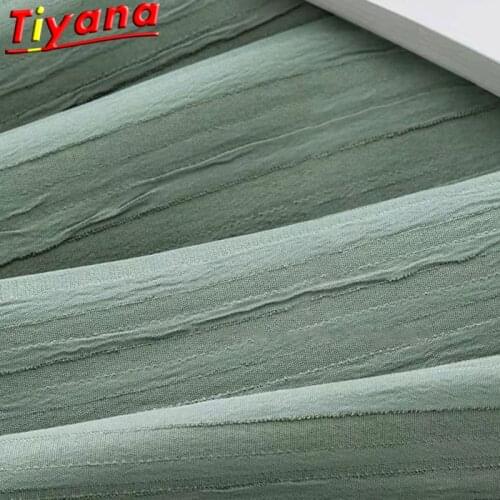 Green Modern Pressing Folds Technology Curtains for Living Room Abstract Art Semi -Blackout Window Drapes for BedroomVT