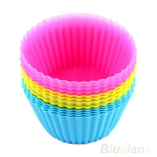 12 pcs Soft Silicone Round Cake Muffin Mould Chocolate Cupcake Liner Baking Cup Mold