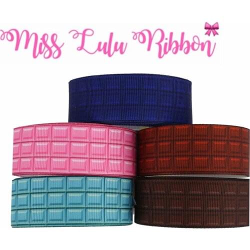 16mm-75mm Geometric Check Printed Grosgrain/Foe Ribbon DIY Hair Bowknots Party Decor 50yards/roll