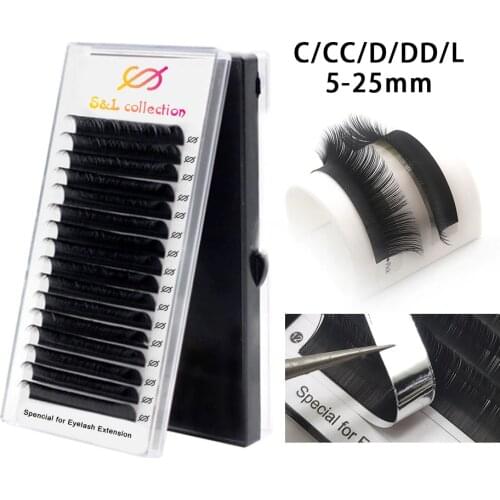 16rows/case 8-15mm JBCD Curl Eyelashes Extension Lashes Individual Eyelash Extension for makeup custom logo