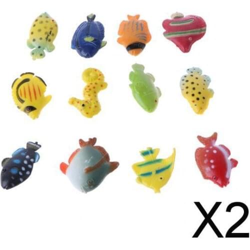 2x12-piece Plastic Marine Animal Fish Model Educational Toy Party Bag Fillers