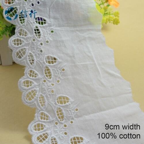 3yards 9cm Cotton embroid lace sewing ribbon guipure trims or fabric warp knitting DIY Garment Accessories free shipping#3615