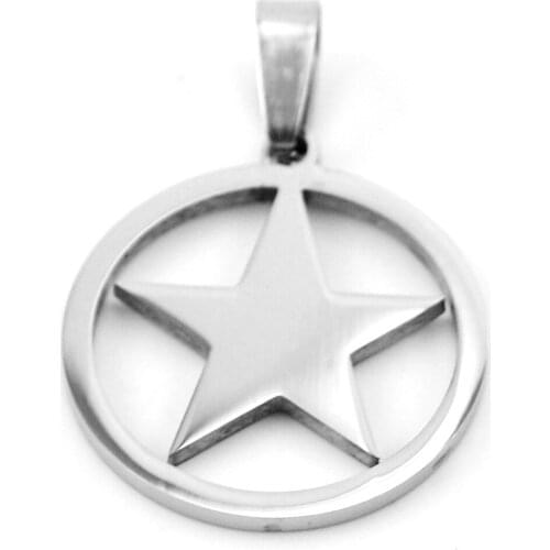 50pcs Fashion burnish polished FIVE stars Pendant stainless steel Metal Necklace for men women wholesale price
