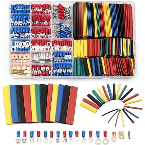 678 Pcs/Set Insulated Cable Connector Electrical Wire Assorted Crimp Spade Butt Ring Fork Set Ring Lugs Rolled Terminals Kit
