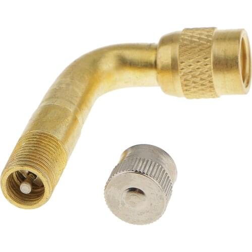 90 Degree Wheel Tire Tyre Valve Stem Extension Adaptor Vehicle Bike Truck RV Scooter Trailer Universal Extender Brass