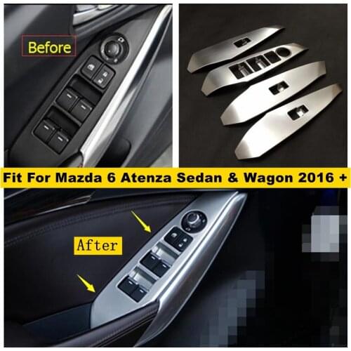 Accessories Interior Refit Kit Inner Door Handle Holder Window Lift Button Switch Cover Trim For Mazda 6 Sedan & Wagon 2016 2017