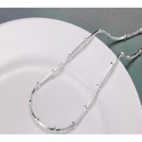 Popular brands 2MM chain Beautiful bead 925 Sterling Silver Necklace For Women man 20 inch Fashion wedding Jewelry Holiday gifts