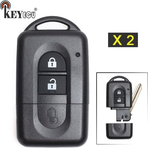 KEYECU 2x for Nissan Micra Xtrail Qashqai Note Tiida Pathfinder Replacement Flip 2 Button Remote Car Key Shell Case Fob